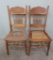 Pair of Caned Seat Pressed Back Chairs