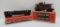 Vintage Lionel train cars with boxes, 2357 Caboose and 6462 Gondola car with wood barrels