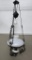 Nice Wrought iron hanging lamp, weighted, milk glass font and shade