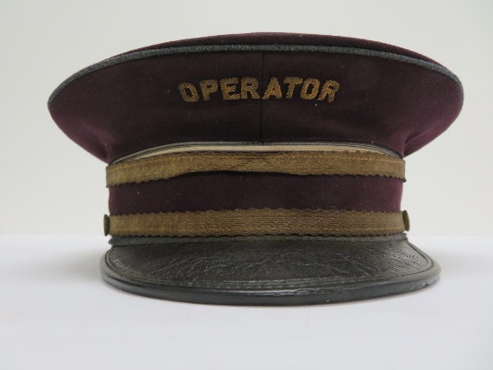 Operator hat, Russell Uniform Co, metallic thread, 7 1/4