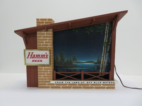 Hamm's Starry night chalet beer sign, working, fabulous color and movements