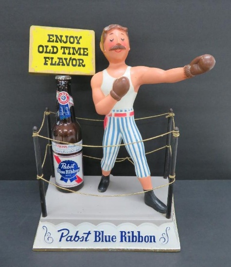 Pabst metal sign, Boxer in ring, Enjoy Old Time Flavor, 11" x 7", P-961