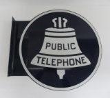 Metal Public Telephone flange sign, 24