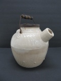 Stoneware batter jug with metal lid, 8