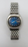 Seiko Automatic 17 jewel watch with calendar display, blue face