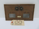 Vintage Double window post office box door, eagle decoration, with combination