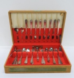 Holmes and Edwards flatware in interesting wood box