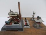 Model Steam engine with three operating workshop tools