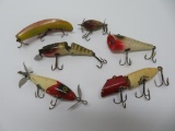 Six vintage fishing lures