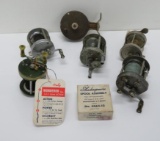 Six vintage fishing reels