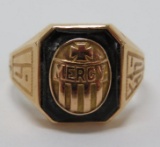 1935 Mercy HS class ring, 14Kt gold marked, size 7 1/2