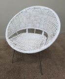 Mid Century Modern Rattan Wicker hoop scoop saucer style chair with metal legs, 30