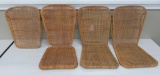 Three vintage rattan wicker canoe seats, 14