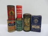 6 Vintage spice baking tins and containers, 3 1/2