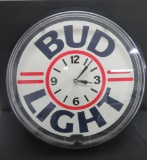 Neon Bud Light clock, works, 19