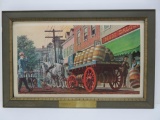 Pabst Blue Ribbon advertising print, Aldridge artist, Horse drawn Beer Wagon framed 27