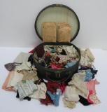 Vintage child travel suitcase with over 80 pieces of doll clothes