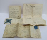 Four antique deeds Indenture papers, 1800's