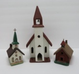 Three wooden Folk Art churches, 6 