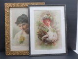 Two very pretty Lady prints, Holly and Woman with flower