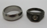Two rings, size 9 and 8 1/2 (with stone)