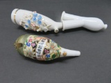 Two antique porcelain pipe bowls, very ornate, floral and hand painted, 4