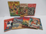 Vintage childrens books and tin horse