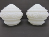 Pair milk glass shades, about 8