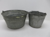 Two galvanized buckets, 9