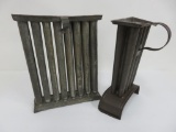 Two tin candle molds, 8 part and 16 part, 11