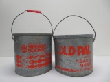 Frabill and Old Pal galvanized minnow buckets