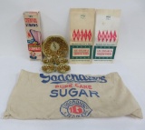 Planters Peanut nut dish set, vintage sugar sack and staws/bags