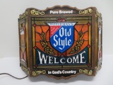 Three sided Old Style Welcome light up sign, working, plastic, 16