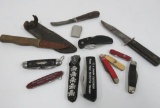 13 vintage knives, pocket and hunting