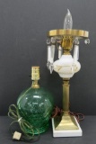 Two table lamps, glass