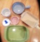 Five pieces of ceramic storage and cookware,
