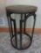 Iron and wood side table, round top 16