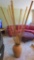 Floor vase with wicker surround and bamboo poles