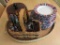 Outdoor entertaining lot, dishes and tray