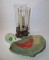 Outdoor themed decorative lot, dragonfly candle holder, frog paper weight and bird dish