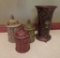 Four pieces of decorative containers and vase, 9