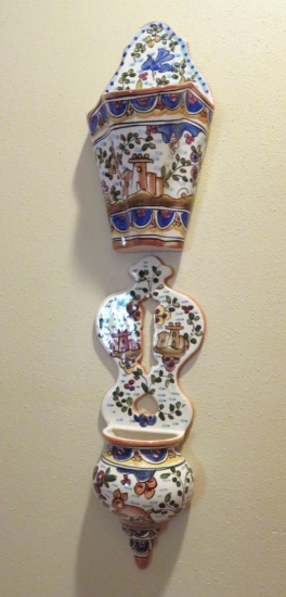 Two Italian wall pockets, 12" and 13"
