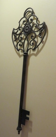 Large metal key, decorative wall art, 42" tall
