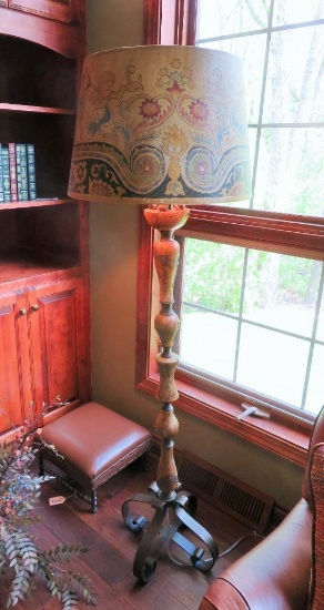 Floor lamp with lovely decorative shade, 64" tall, working