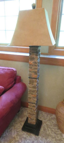 Stone pillar floor lamp, 66", working