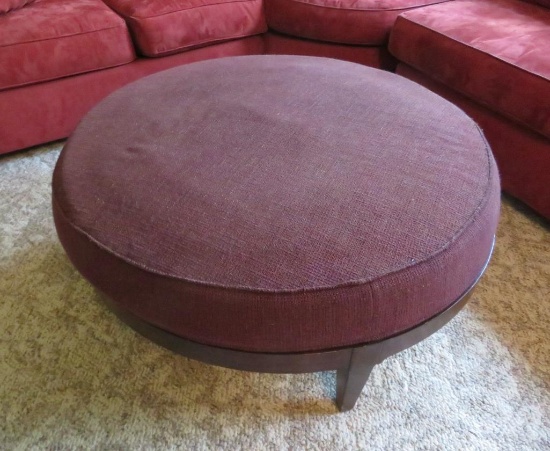 Round Thomasville coffee table ottoman, upholstery top, 40" diameter and 16" tall