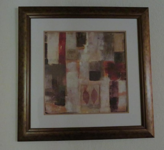 Framed art, Jane Bellows, abstract, 32" x 31"