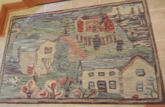 Wool area rug, Country Folk Lore, 3 1/2' x 5 1/2