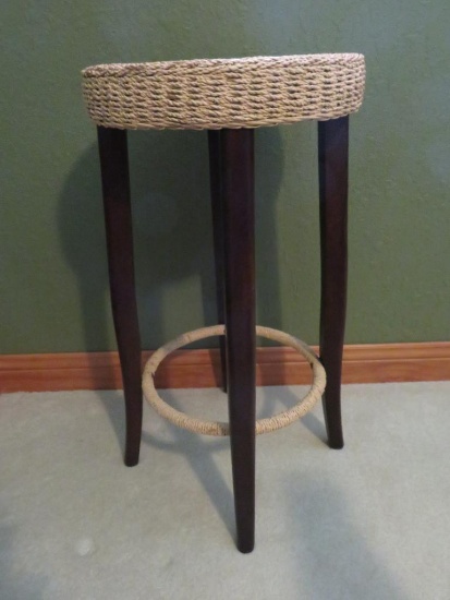Rattan and wood stool, 29" tall, Pier 1