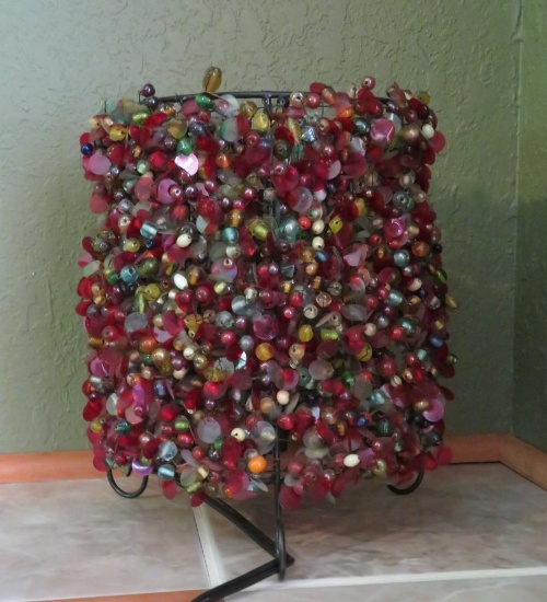 Beaded table light, working, 10" tall, 8" diameter